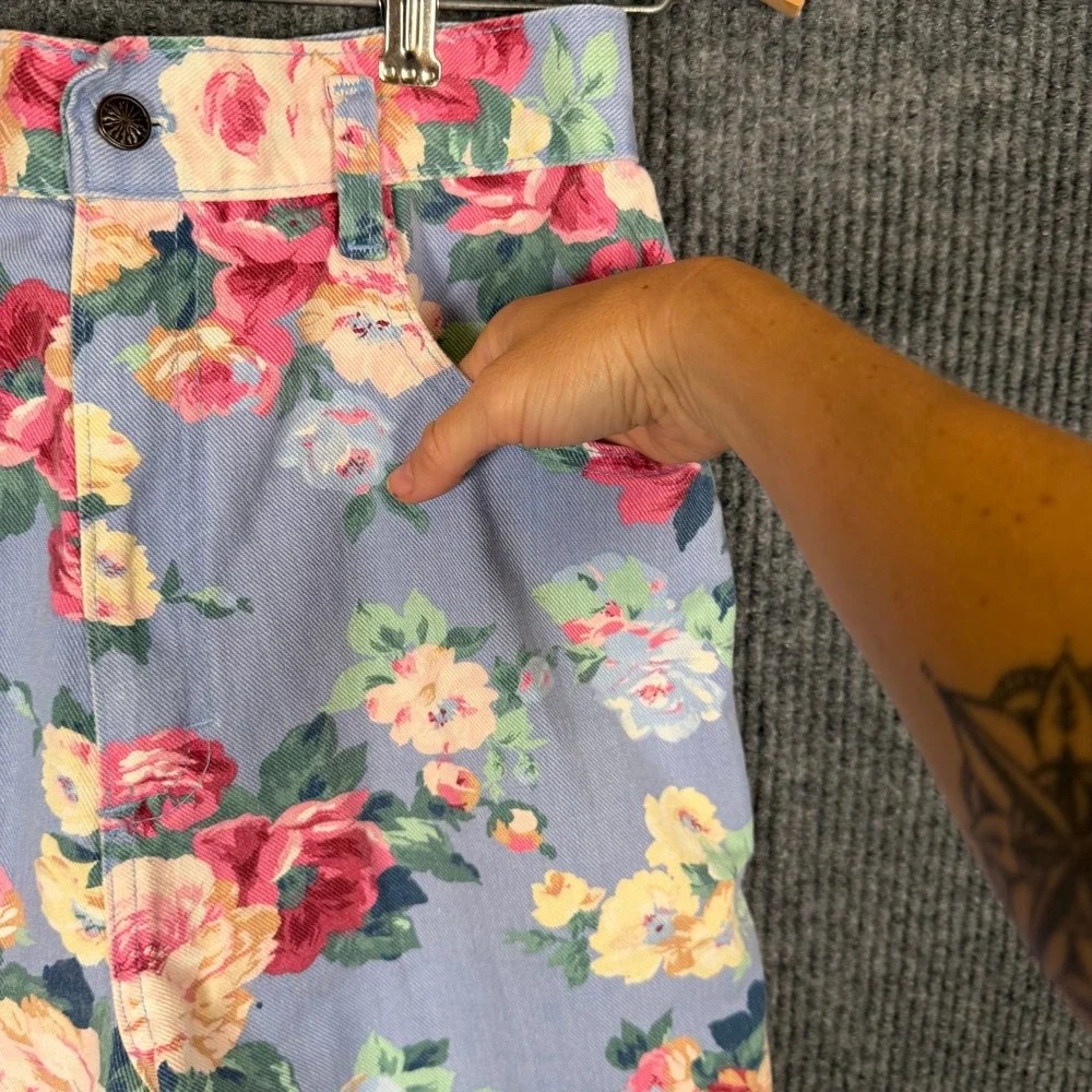 Vintage 90s Floral Mom Shorts 8 High Rise Cottagecore Jorts Pastel Grunge USA